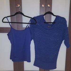 Top - Woven Sweater - With Cami - Blue - Brand New
